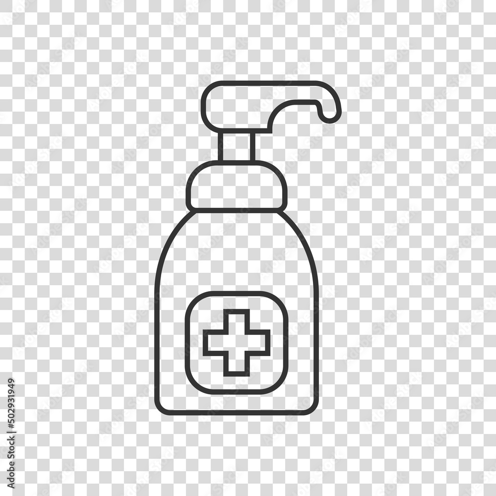 Hand sanitizer icon in flat style. Antiseptic bottle vector illustration on isolated background. Disinfect gel sign business concept. Hand sanitizer icon in flat style. Antiseptic bottle vector illustration on isolated background. Disinfect gel sign business concept.