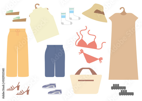 女性洋服セット2　夏物　洋服・ワンピース・半袖・ノースリーブ・サンダル・帽子