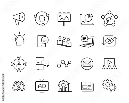Marketing and Advertising Icons - Vector Line. Editable Stroke. 