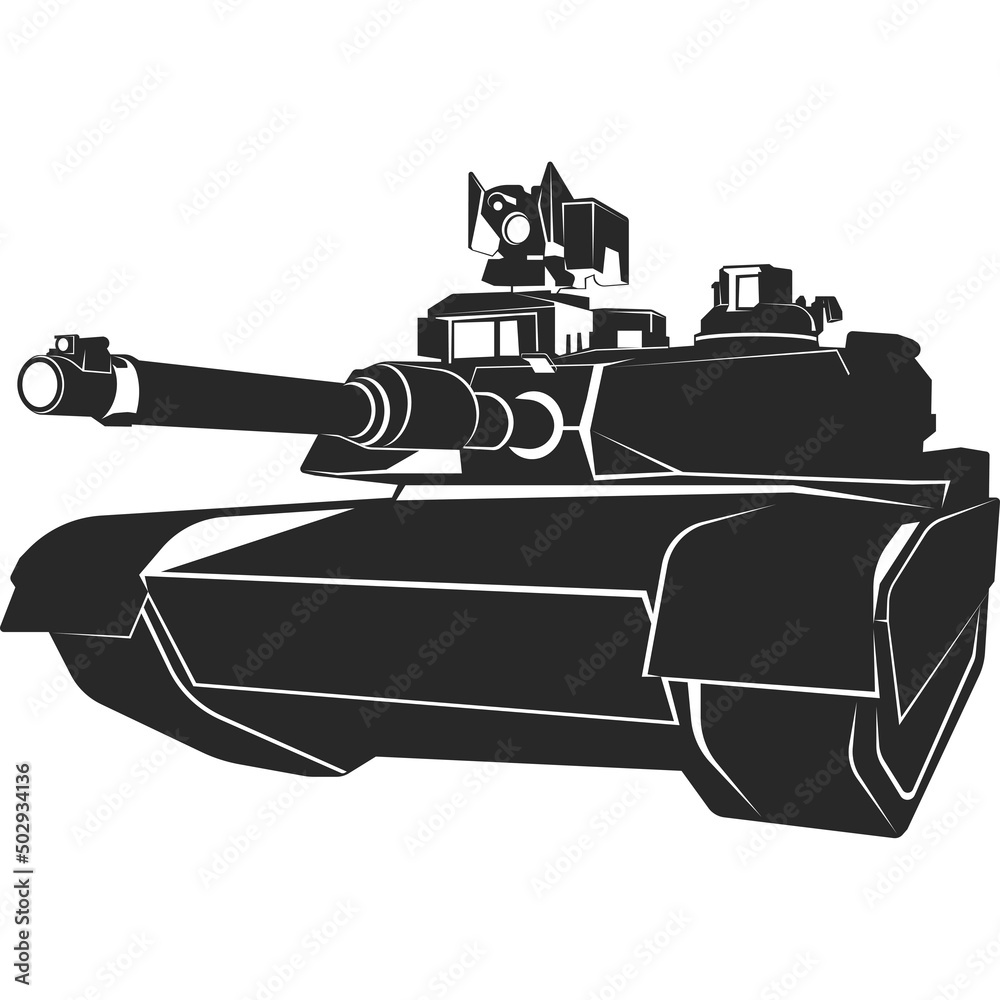 A military tank with a muzzle. Vector image. A military tank with a muzzle. Vector image.