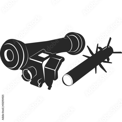 Javelin anti tank weapons. Portable rocket. Flat vector illustration.