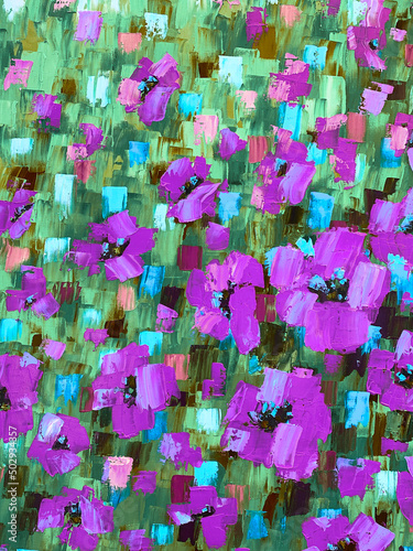 Abstract oil painting background. Oil on canvas. Hand drawn oil painting. Color texture. Brushstrokes of paint. Modern art. Contemporary art. Colorful canvas.