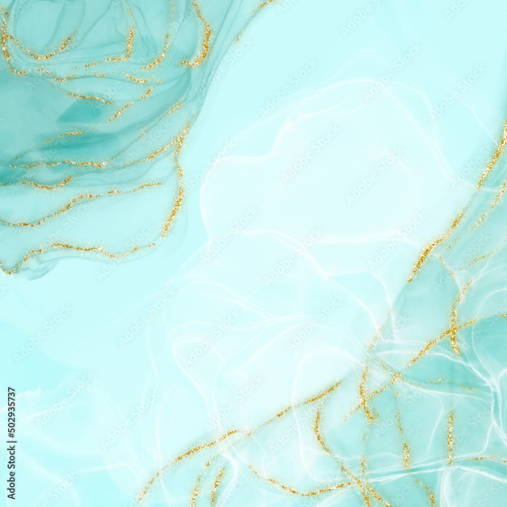Delicate texture background of mint green blue sky shades of liquid
