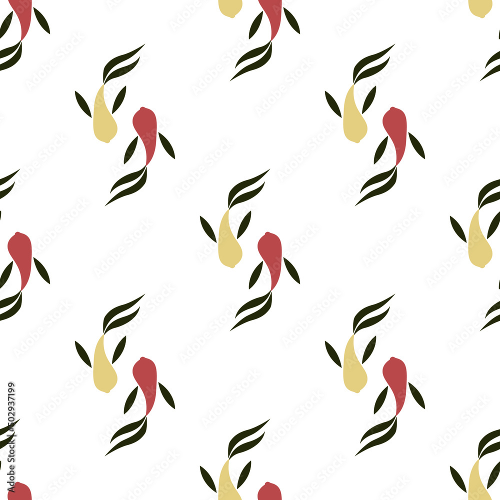 yin and yang koi fishes isolated on white background is in Seamless pattern - vector illustration yin and yang koi fishes isolated on white background is in Seamless pattern - vector illustration