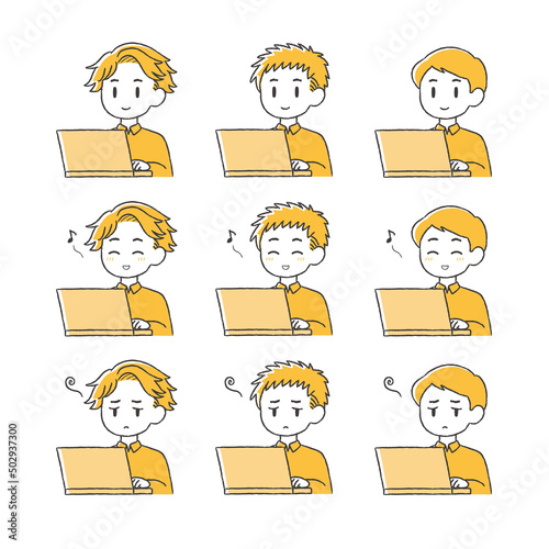PCを操作する男性のイラスト