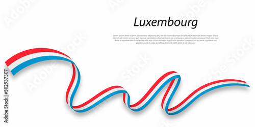 Photography Waving ribbon or banner with flag of Luxembourg.