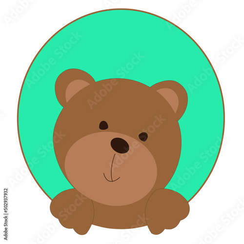 Brown teddy bear on a green background