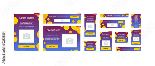 Banner templates for contextual advertising. Banners of all sizes for search engines. Vector clipart isolated on white background.