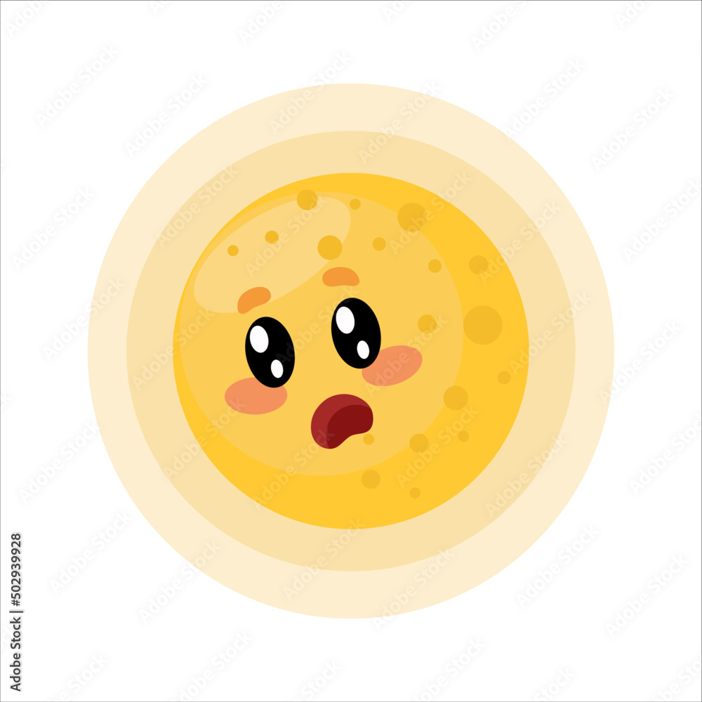 Fototapeta premium surprised yellow sun with kawaii eyes on a white background