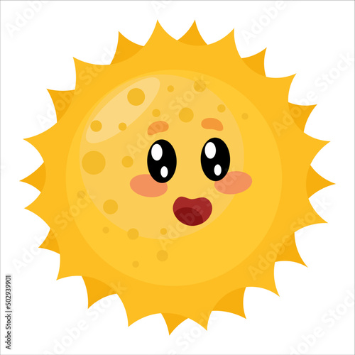 cute yellow sun with kawaii eyes. the source of life on our planet