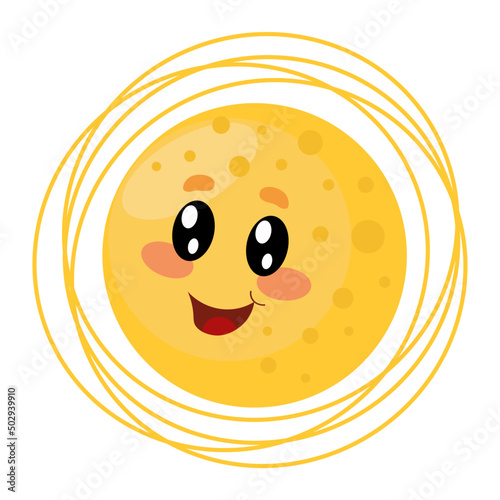 a cheerful smiling sun with cute kawaii eyes