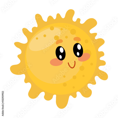 cute yellow sun with kawaii eyes.  the source of life on our planet