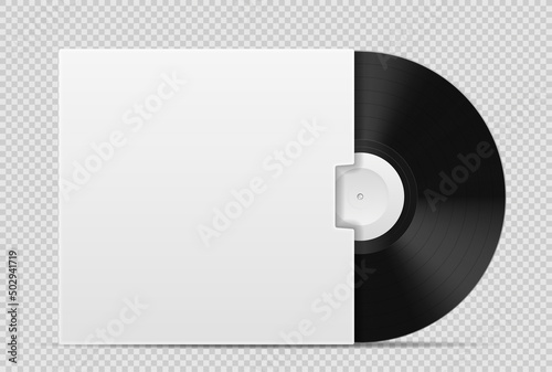 Realistic black vinyl. Disc for gramophones, retro record of old music. Award for winners of competition, collection of best songs of musical group, favorite playlist. Isometric vector illustration