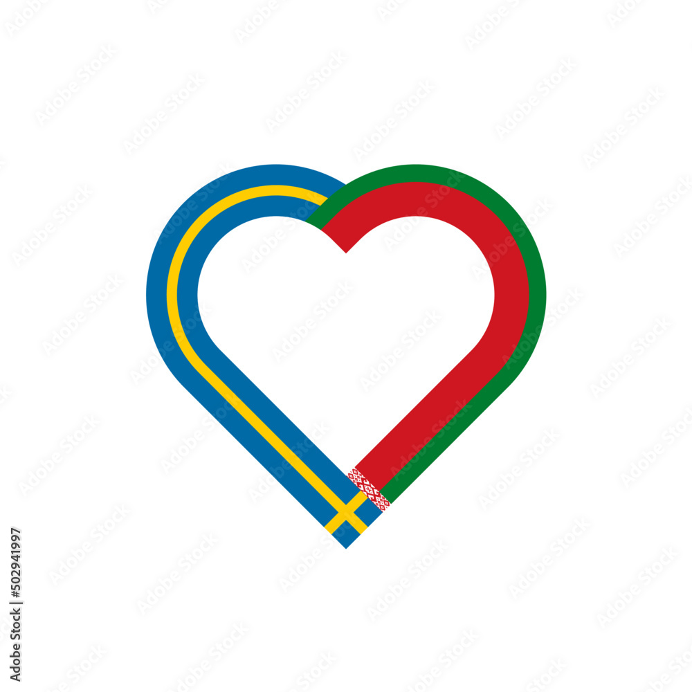 unity concept. heart ribbon icon of sweden and belarus flags. vector illustration isolated on white background unity concept. heart ribbon icon of sweden and belarus flags. vector illustration isolated on white background
