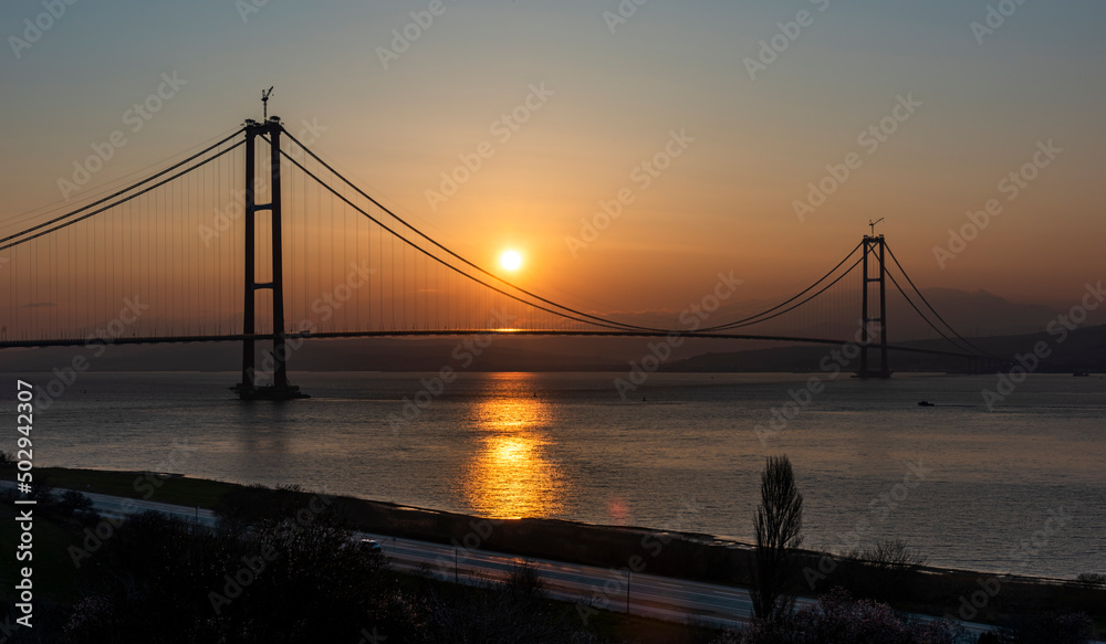 1915 Canakkale Bridge in Canakkale, Turkey. World's longest suspension bridge opened in Turkey. Turkish: 1915 Canakkale Koprusu. Bridge connect the Lapseki to the Gelibolu. 1915 Canakkale Bridge in Canakkale, Turkey. World's longest suspension bridge opened in Turkey. Turkish: 1915 Canakkale Koprusu. Bridge connect the Lapseki to the Gelibolu.