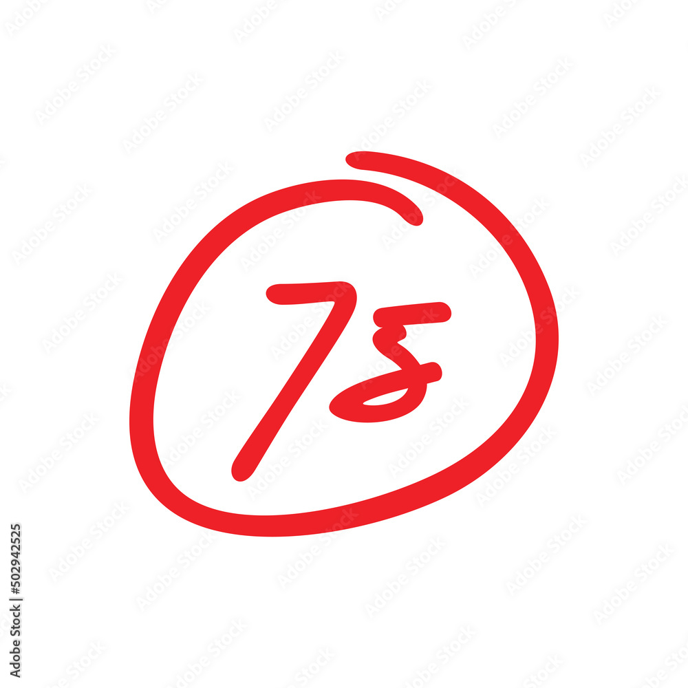 Seventy five test score, 75 points grade results, vector illustration Seventy five test score, 75 points grade results, vector illustration