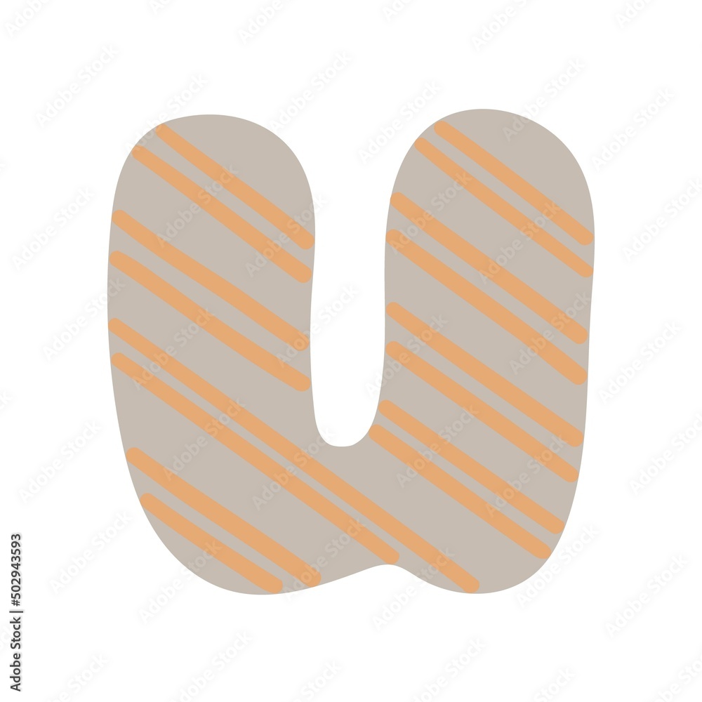 Letter U of English alphabet, doodle style decorated with simple abstract pattern vector illustration, cute funny decorative handwriting abc, handwritten font letters, lettering Letter U of English alphabet, doodle style decorated with simple abstract pattern vector illustration, cute funny decorative handwriting abc, handwritten font letters, lettering
