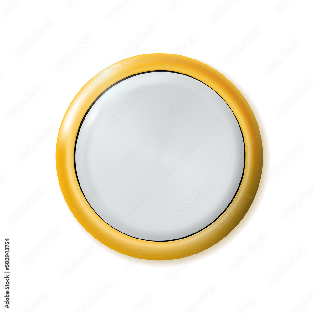 Realistic matte white button. Metal circle Ui component. Vector illustration for your design.