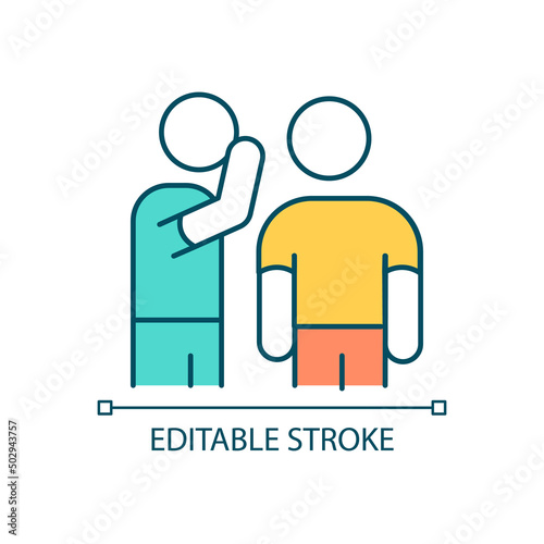 Gossiping RGB color icon. Spread rumors. Share intimate information. Whisper secret facts. Isolated vector illustration. Simple filled line drawing. Editable stroke. Arial font used