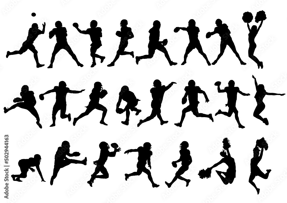 silhouettes of people playing American football