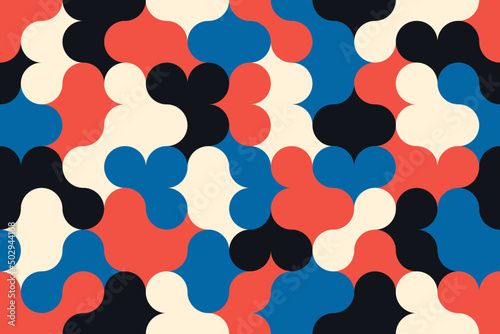 Vintage geometric seamless pattern in 80s style. Abstract retro tile background