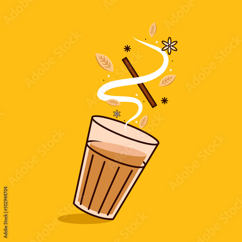 Indian hot drink vector. Indian chai icon. Chai is Indian drink.  photo