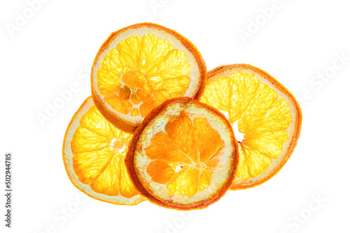 slices of orange white background 