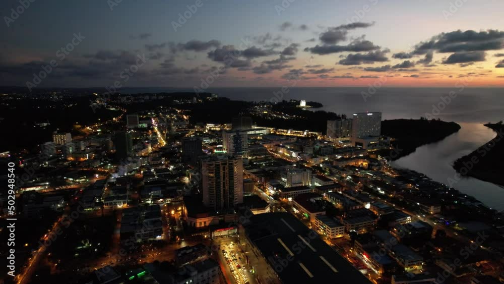 Miri, Sarawak Malaysia - May 2, 2022: The Landmark and Tourist Attraction areas of the of Miri City, with its famous beaches, rivers, city and scenic surroundings Miri, Sarawak Malaysia - May 2, 2022: The Landmark and Tourist Attraction areas of the of Miri City, with its famous beaches, rivers, city and scenic surroundings