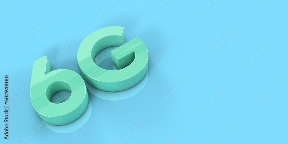 6G - 6G technology icon, network symbol Digital Devices - 3D Illustration with reflective floor 6G - 6G technology icon, network symbol Digital Devices - 3D Illustration with reflective floor