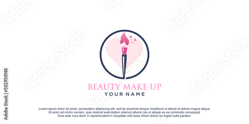 Make up Logo design  With beauty woman Premium vector