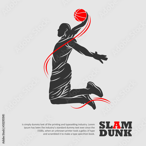 slamdunk style basketball player silhouette vector illustration. Good for  sport graphic resources.