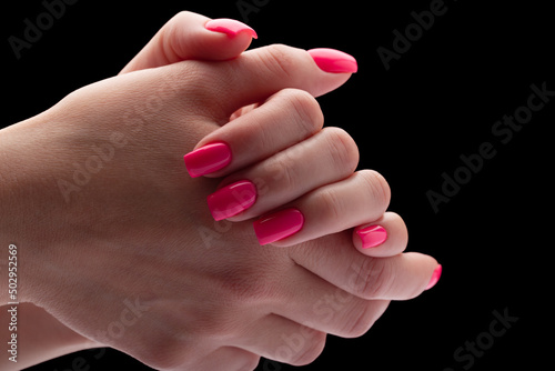 Obraz na płótnie Pink manicure w salonie