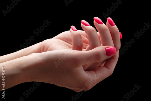 Obraz na płótnie Pink manicure w salonie