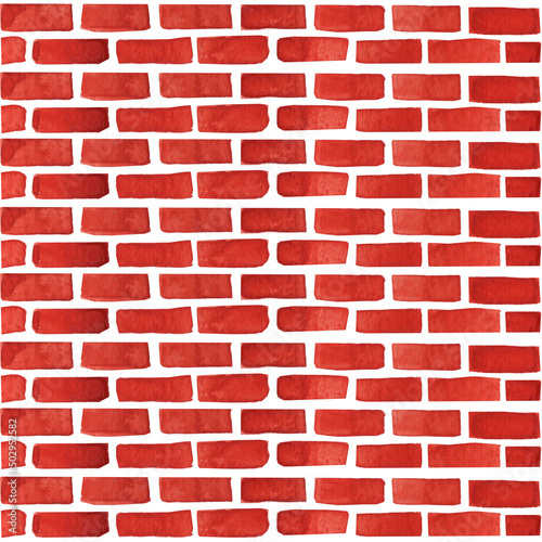 Red brickwork, watercolor illustration, suitable for background