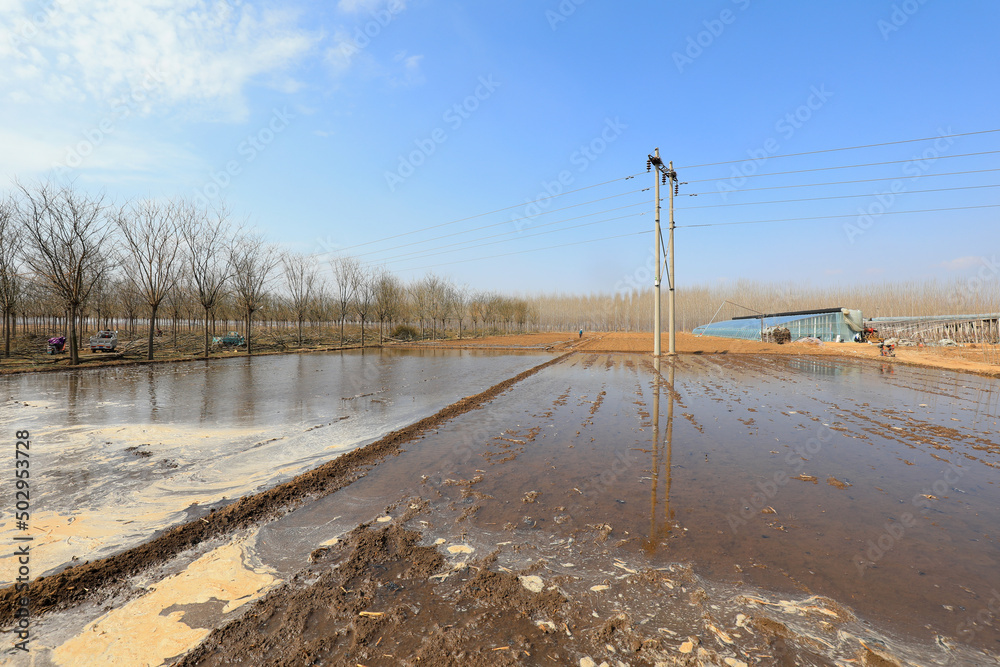 Farmers are irrigating farmland in North China Farmers are irrigating farmland in North China