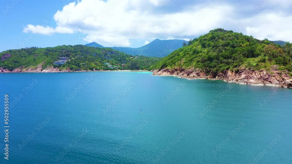 Koh Phangan Orbit Aerial Drone View of Mae Haad Beach Koh Ma Tropical Island Destination Gulf of Thailand Koh Phangan Orbit Aerial Drone View of Mae Haad Beach Koh Ma Tropical Island Destination Gulf of Thailand