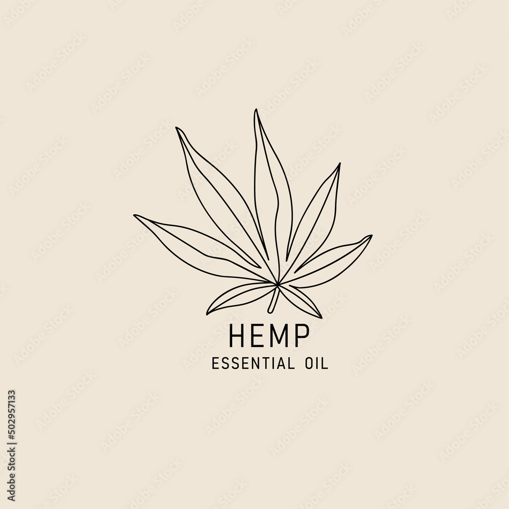 Vector packaging design element and icon in linear style - hemp oil - healthy vegan food. Logo sign. Vector packaging design element and icon in linear style - hemp oil - healthy vegan food. Logo sign.