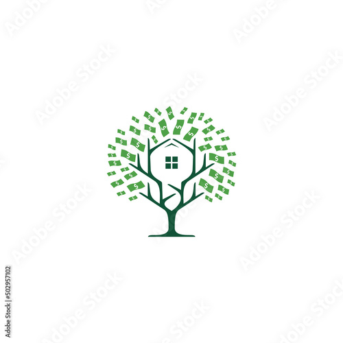 Money Tree and House logo or icon design