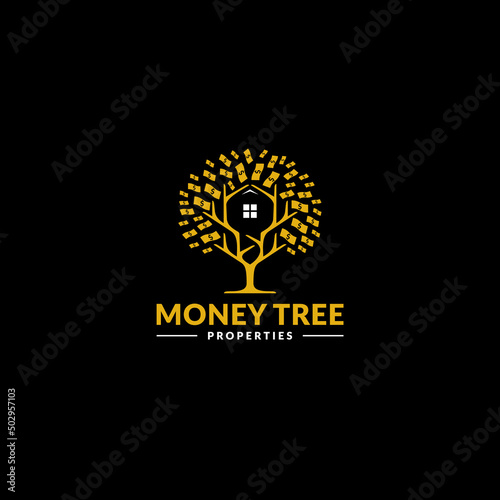 Money Tree and House logo or icon design