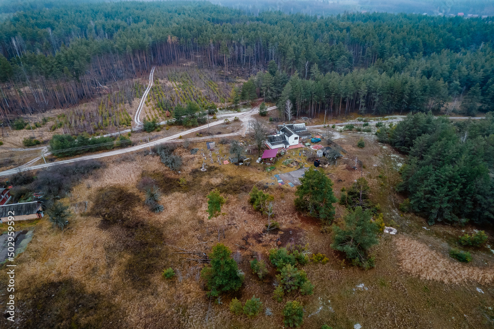 drone view of Ukrainian village