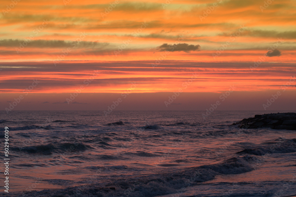 sunset in the sea,ocean, sunrise, water,sunset, sea, sky,waves, horizon, beautiful, evening,nature, orange,
