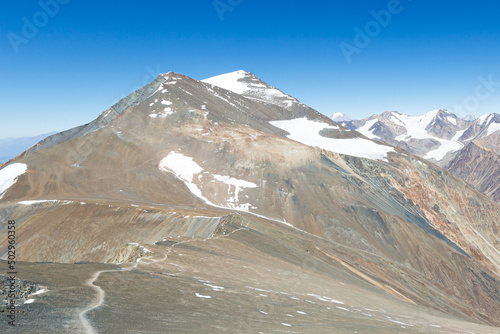 Amazing view of the summit of cerro plata. Vallecitos, Mendoza, Argentina. Andes mountains photo