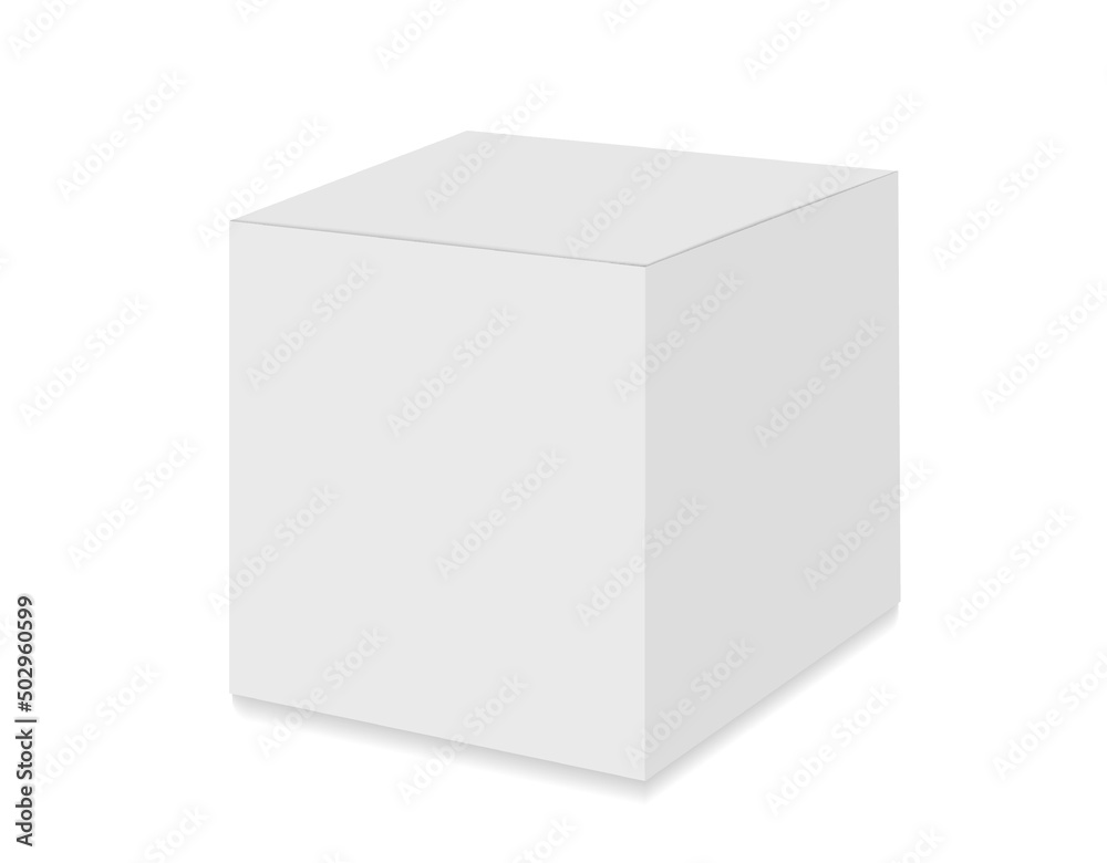 Square white box Mockup. Vector 3d realistic. Closed paper, cardboard or plastic packaging for cosmetics, food, medical product. Blank template. Ready for design. EPS10. Square white box Mockup. Vector 3d realistic. Closed paper, cardboard or plastic packaging for cosmetics, food, medical product. Blank template. Ready for design. EPS10.