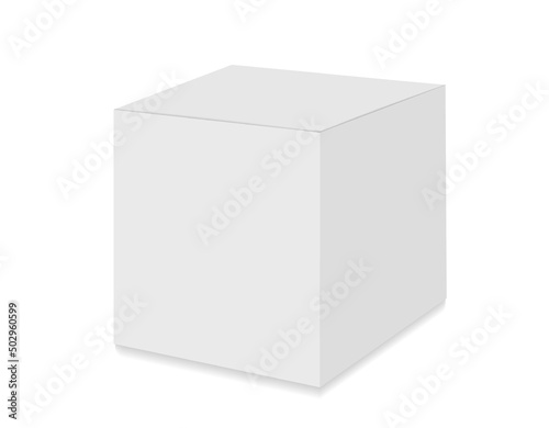 Square white box Mockup. Vector 3d realistic. Closed paper, cardboard or plastic packaging for cosmetics, food, medical product. Blank template. Ready for design. EPS10.