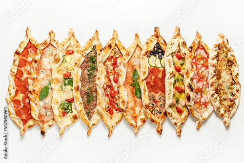 Traditional arabic pizza lahmacun pide photo