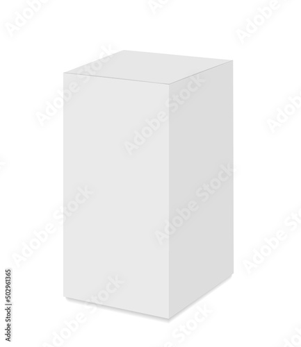 Vertical white box Mockup. Vector 3d realistic. Closed paper, cardboard or plastic packaging for cosmetics, food, medical product. Blank template. Ready for design. EPS10. © yulliash