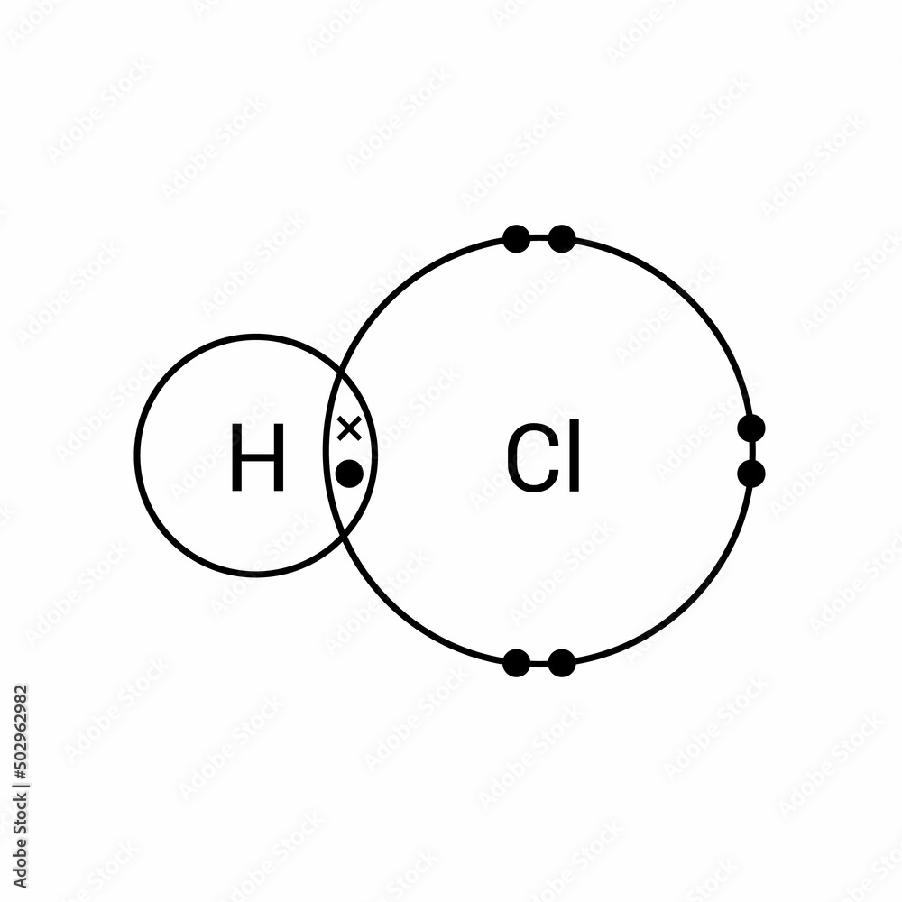 covalent bond of hydrogen chlorine Stock Vector Adobe Stock