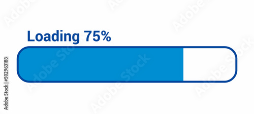 progress loading bar 75 percent (75%) on white background