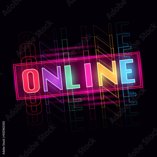 ONLINE font design neon lights colorful