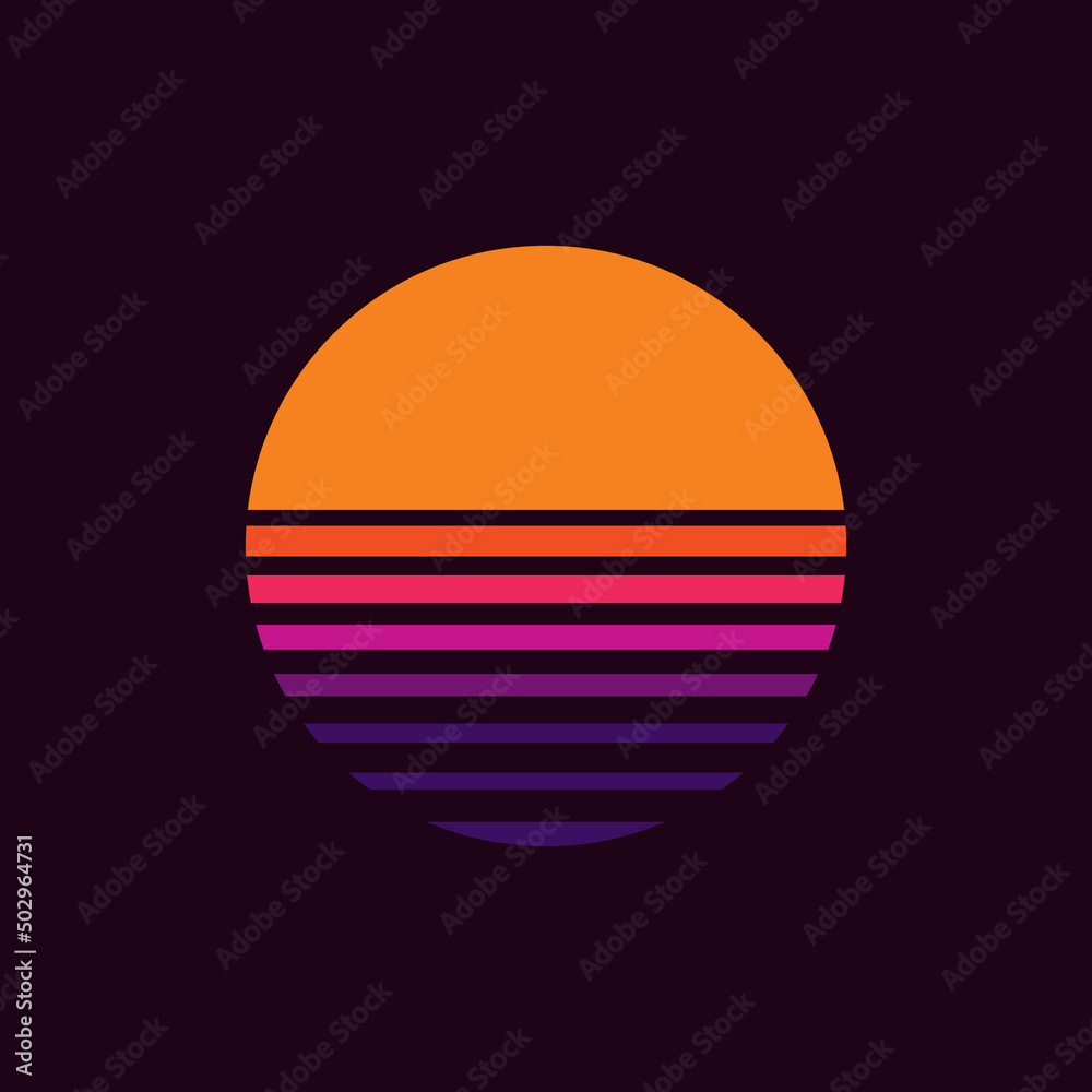 Vintage striped sunset. Vector background. A design element.